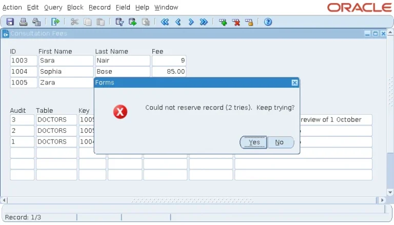 Oracle Forms retrying a row lock held by another session