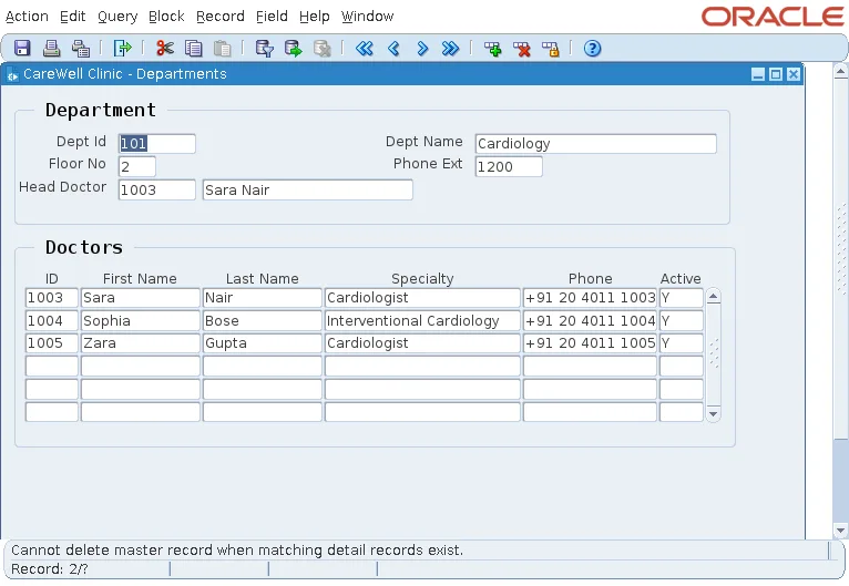 Oracle Forms refusing to delete a master record that has detail records