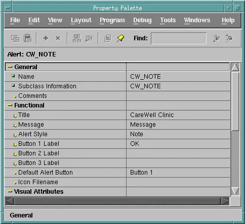 Oracle Forms alert subclassed from an object library with every property inherited
