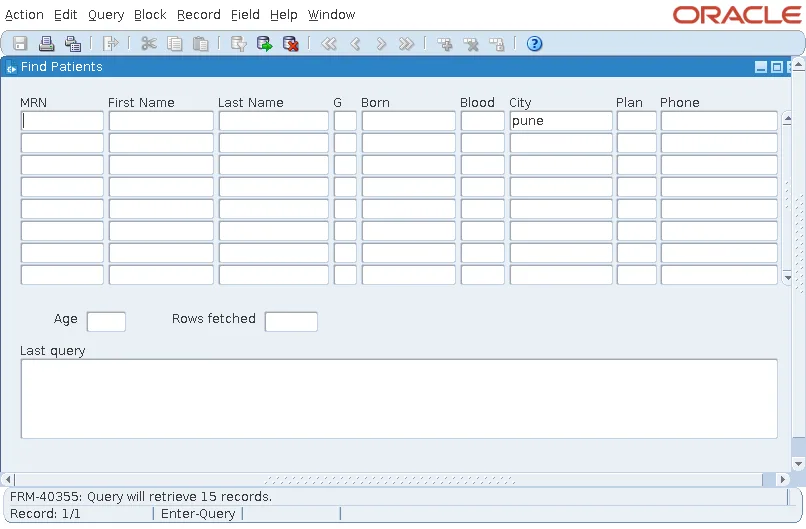 Oracle Forms Count Query message FRM-40355 Query will retrieve 15 records