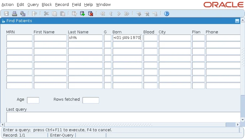 Oracle Forms Enter Query mode with criteria typed in the example record