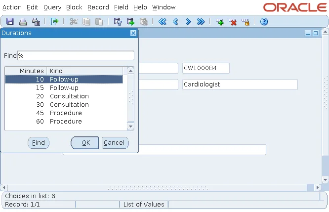 Oracle Forms LOV showing a record group of durations built at run time