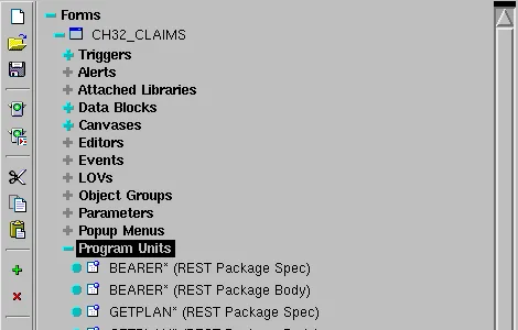Generated REST package program units in the Oracle Forms Object Navigator