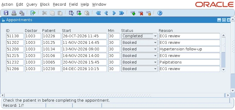 Oracle Forms refusing a status change that skips a step