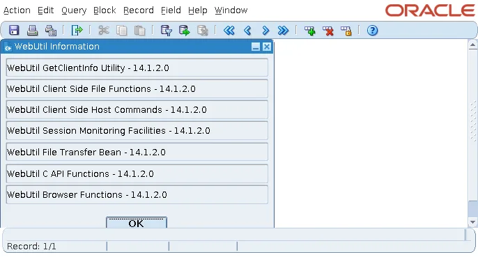 Oracle Forms form opening in the WebUtil window because WEBUTIL is the first block