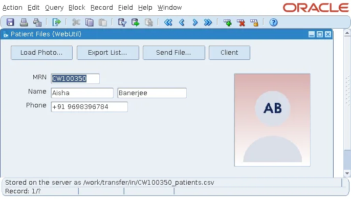 Oracle Forms message after a WebUtil file transfer to the server