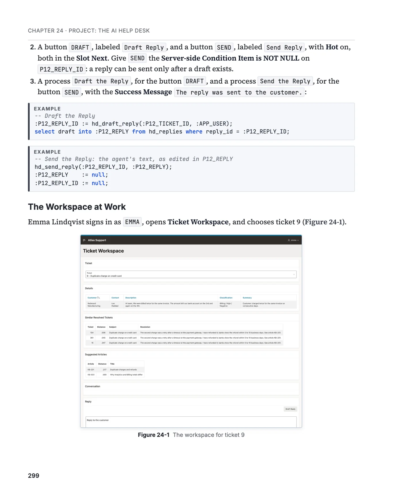 A page of chapter 24 with the Ticket Workspace