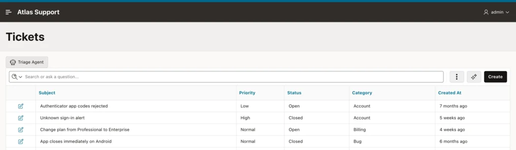 Oracle APEX interactive report toolbar with the ask a question search box and Assistant button