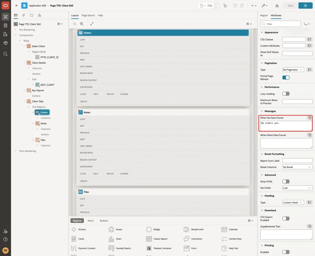 Orders Messages When No Data Found No orders yet. marked with a red box