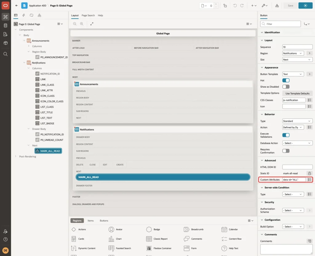 Advanced group with Custom Attributes data-id="ALL" marked with a red box