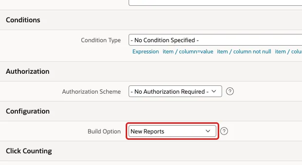 List Entry page with Build Option set to New Reports marked with a red box