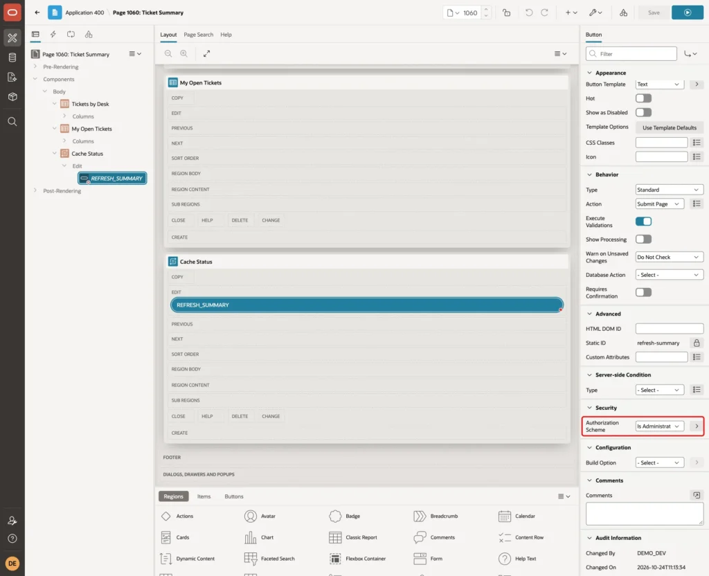 Security group of the button with Authorization Scheme Is Administrator marked with a red box