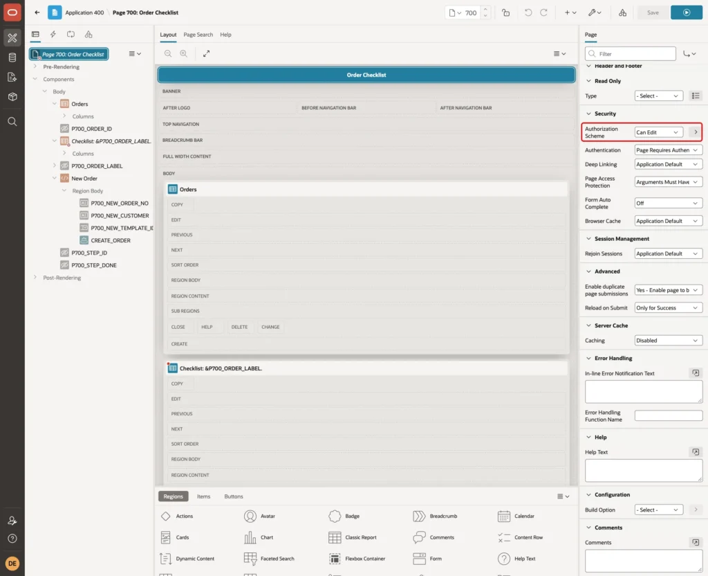 Page 700 properties with Authorization Scheme Can Edit marked with a red box