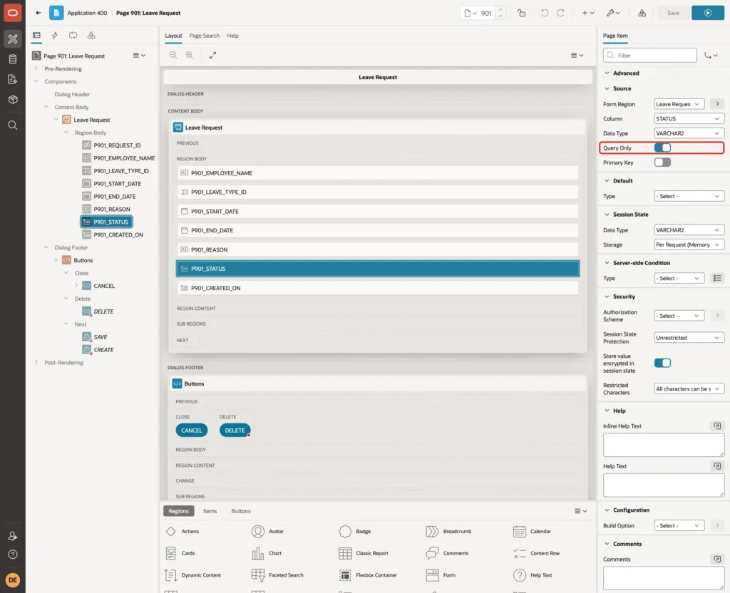 Source group of P901_STATUS with Query Only switched on and marked with a red box
