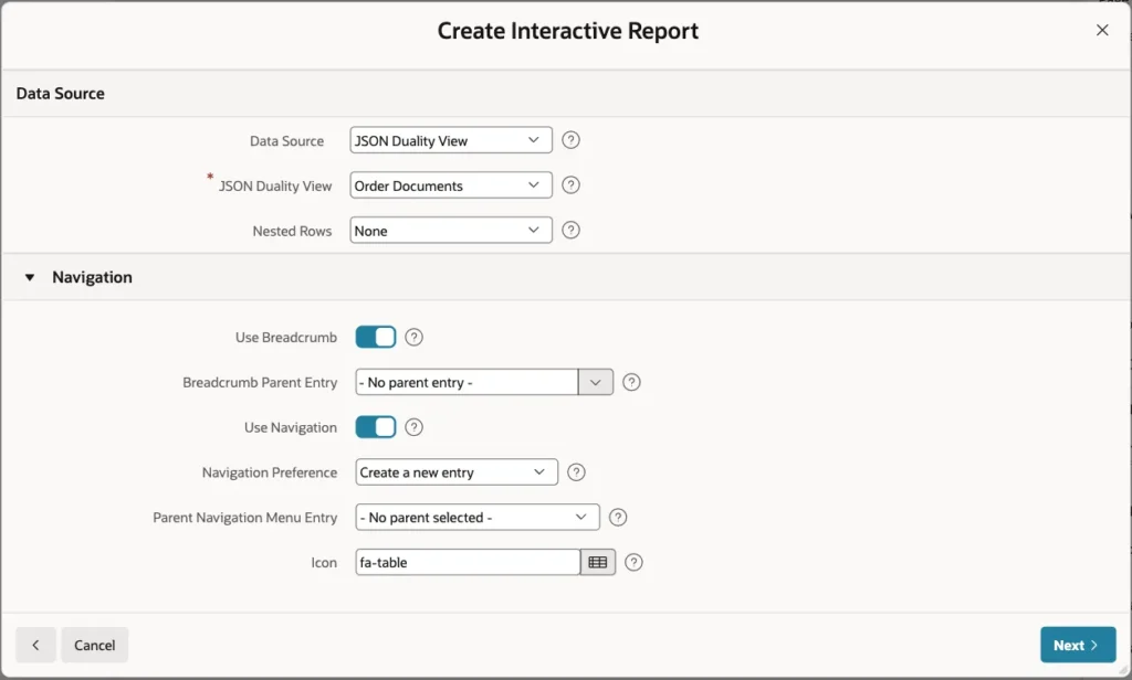 Navigation section with Use Breadcrumb and Use Navigation turned on