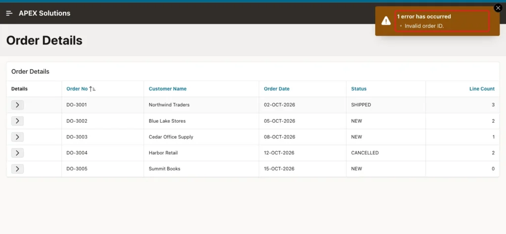 Page error notification Invalid order ID. after a forged request, marked with a red box