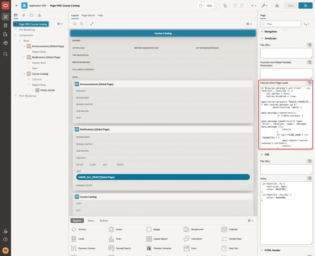 Page JavaScript Execute when Page Loads with the click handler marked with a red box