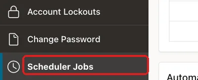Navigation menu with the entry Scheduler Jobs marked with a red box