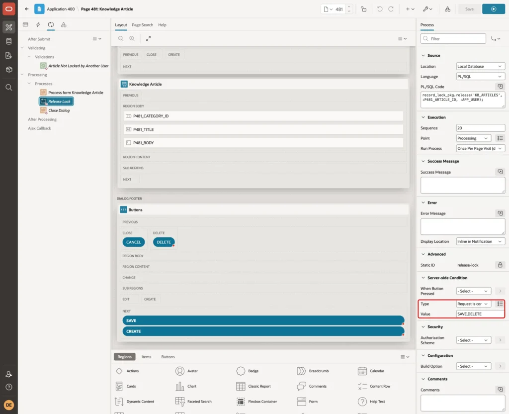Server-side Condition of Release Lock with Request is contained in Value SAVE,DELETE marked with a red box