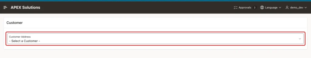 Nearest Stores page with the Customer Address select list showing - Select a Customer - marked with a red box