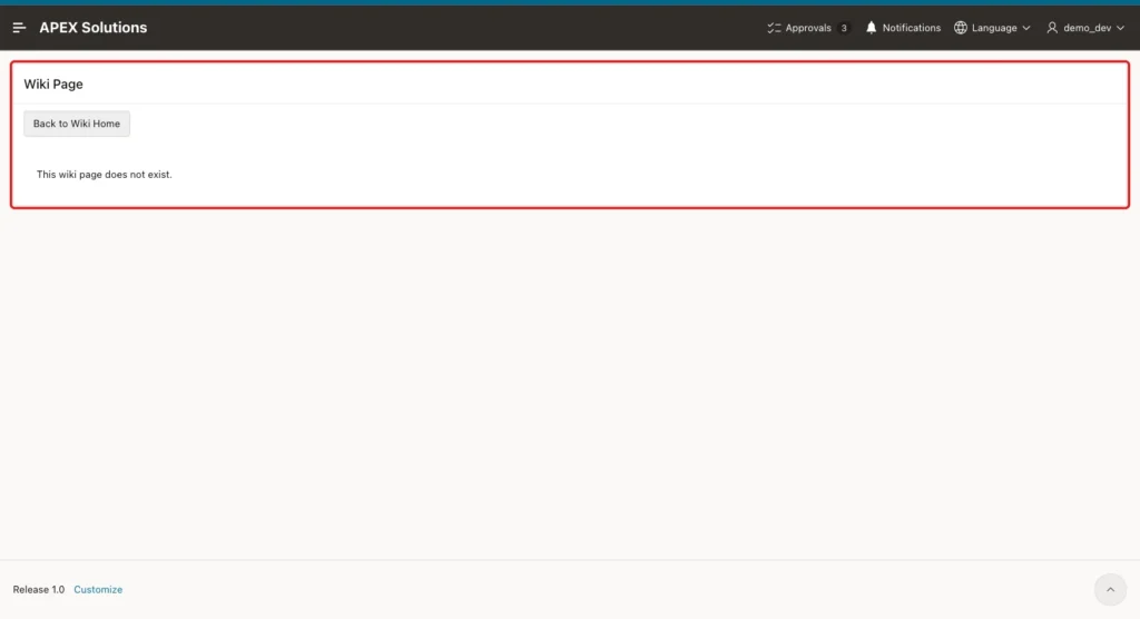 Wiki Page region showing This wiki page does not exist. marked with a red box