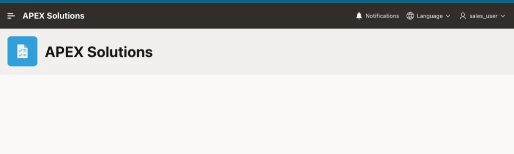 Home page of the application in browser A, signed in as sales_user