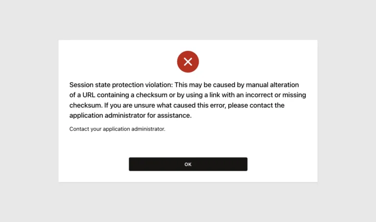 Oracle APEX error Session state protection violation: This may be caused by manual alteration of a URL containing a checksum or by using a link with an incorrect or missing checksum
