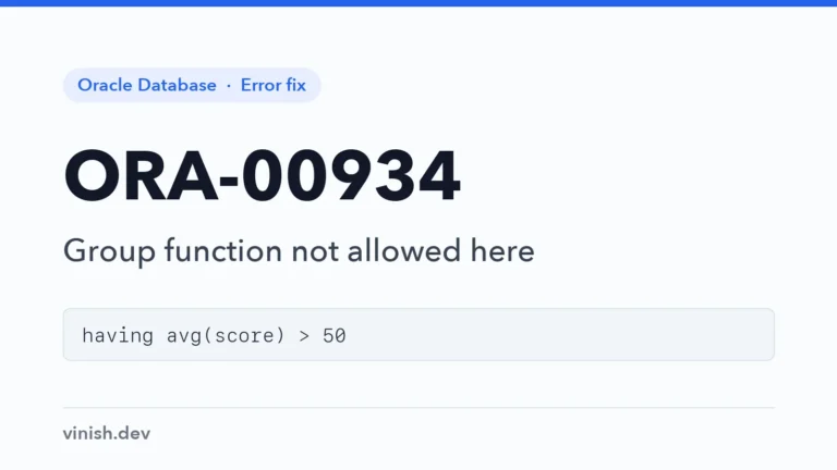 How to Fix ORA-00934: Group Function Is Not Allowed Here in Oracle