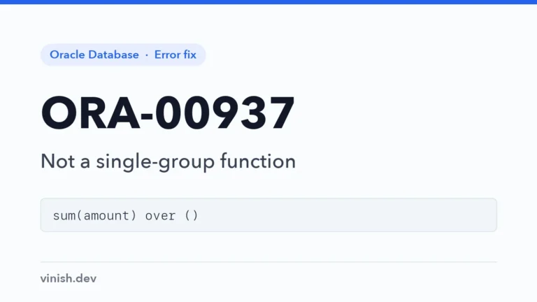 How to Fix ORA-00937: Not a Single-Group Group Function in Oracle