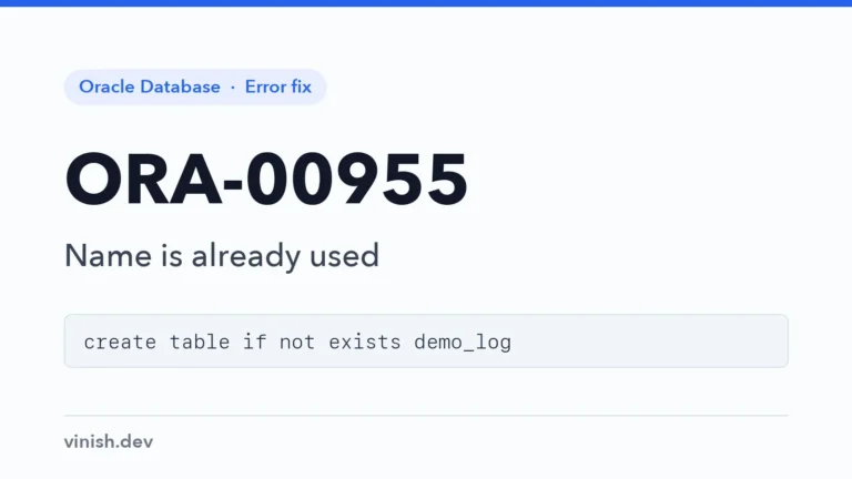How to Fix ORA-00955: Name Is Already Used by an Existing Object in Oracle