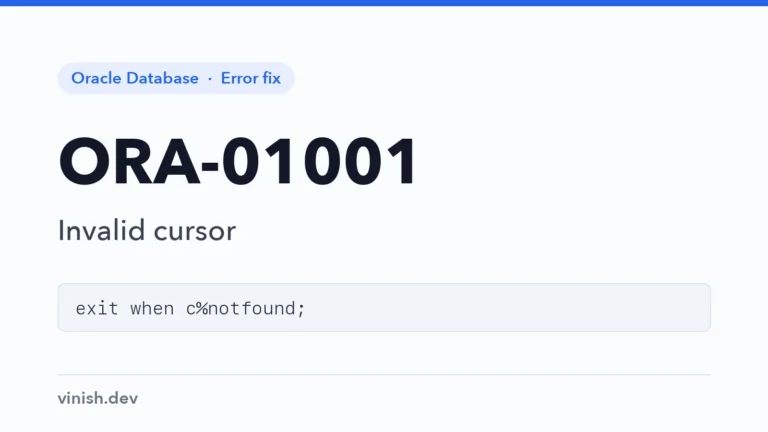 How to Fix ORA-01001: Invalid Cursor in Oracle