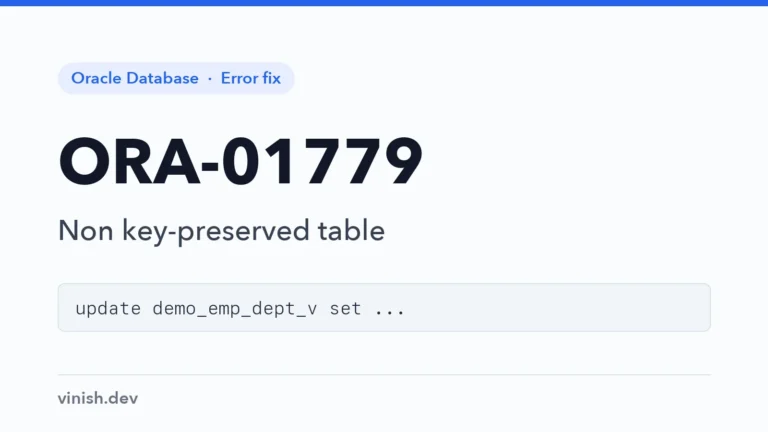 How to Fix ORA-01779: Cannot Modify a Column Which Maps to a Non Key-Preserved Table in Oracle