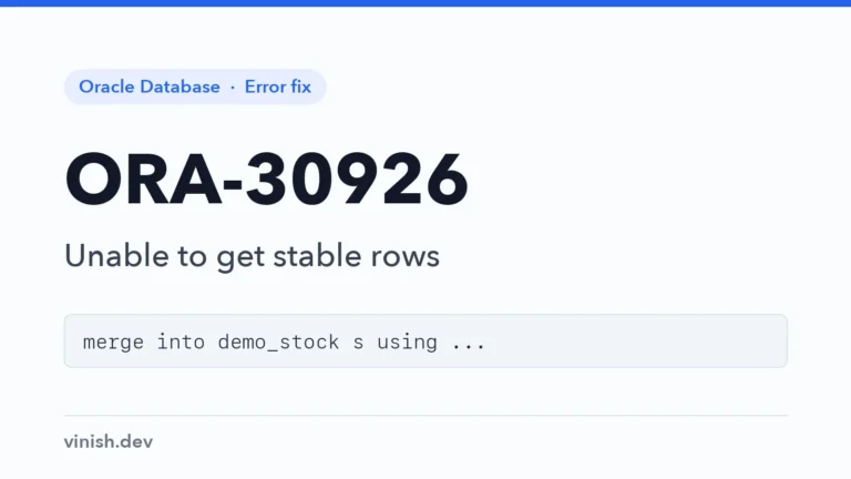 How to Fix ORA-30926: Unable to Get a Stable Set of Rows in the Source Tables in Oracle