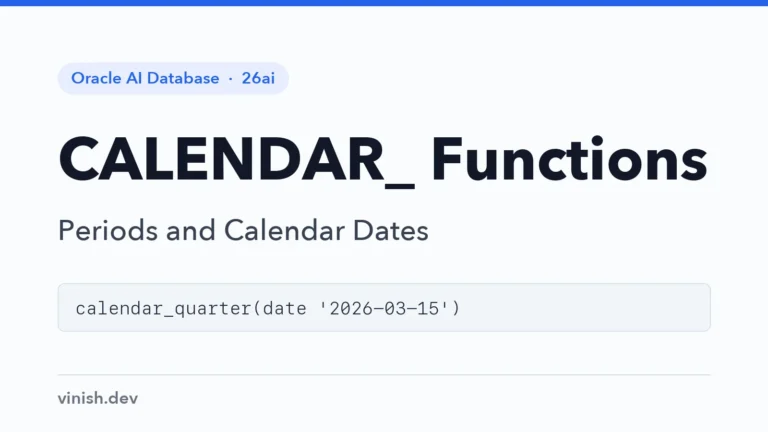 Oracle CALENDAR_ Functions