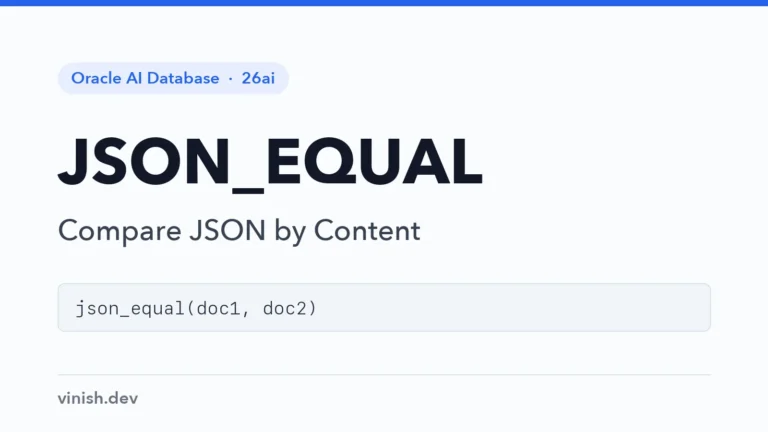 Oracle JSON_EQUAL Function