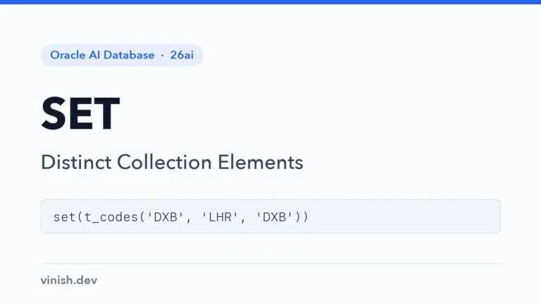 Oracle SET Function