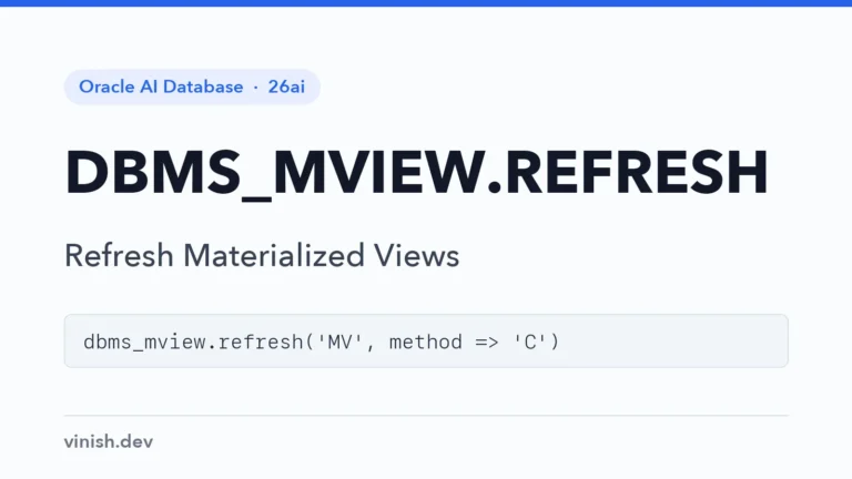 How to Refresh Materialized Views with DBMS_MVIEW